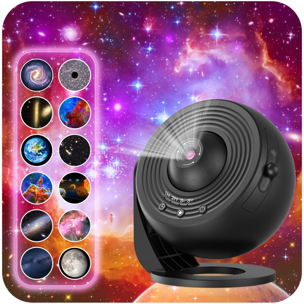 Galaxy Projector for Bedroom, , 360° Rotating 1/2h Timer Simple 3-Button Control
