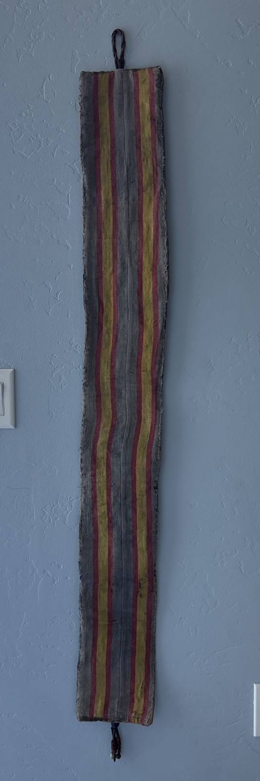 Yoruba Diviners Beaded Sash Nigeria Raised Beadwork Lizards Hanging Art 56” Vtg