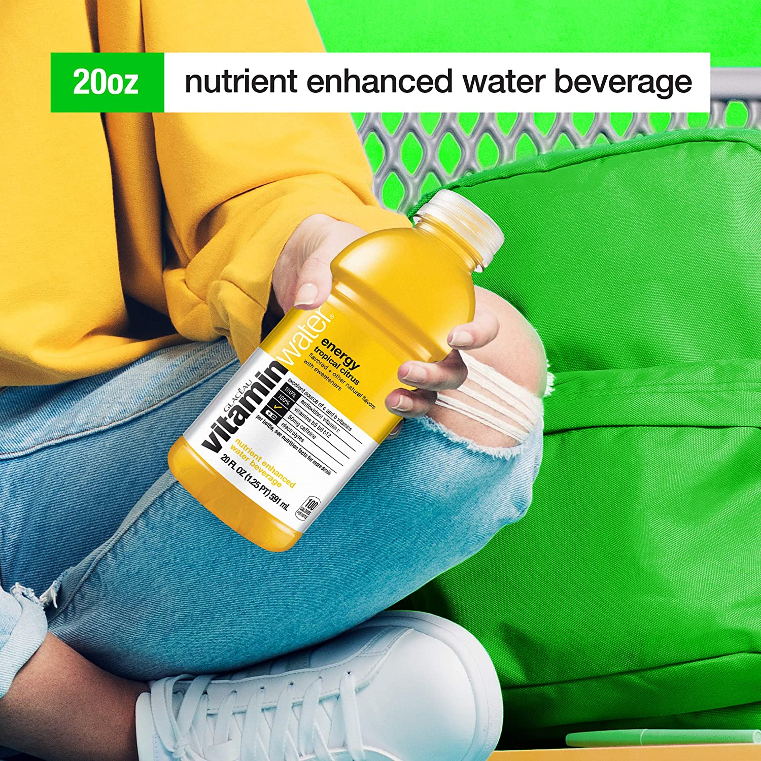 vitaminwater energy, tropical citrus flavored, electrolyte enhanced bottled with
