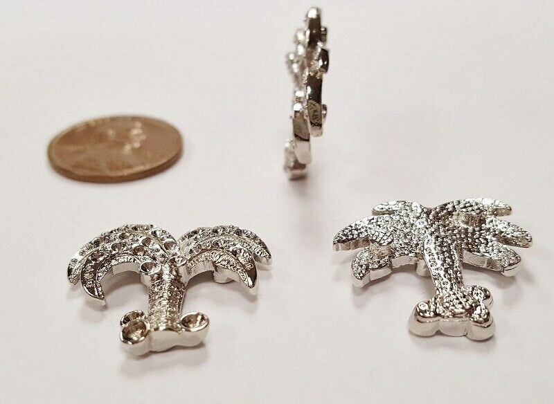 1 Retro Silver Palm Tree 21x22mm. Floating Charm Cabochon Finding E280