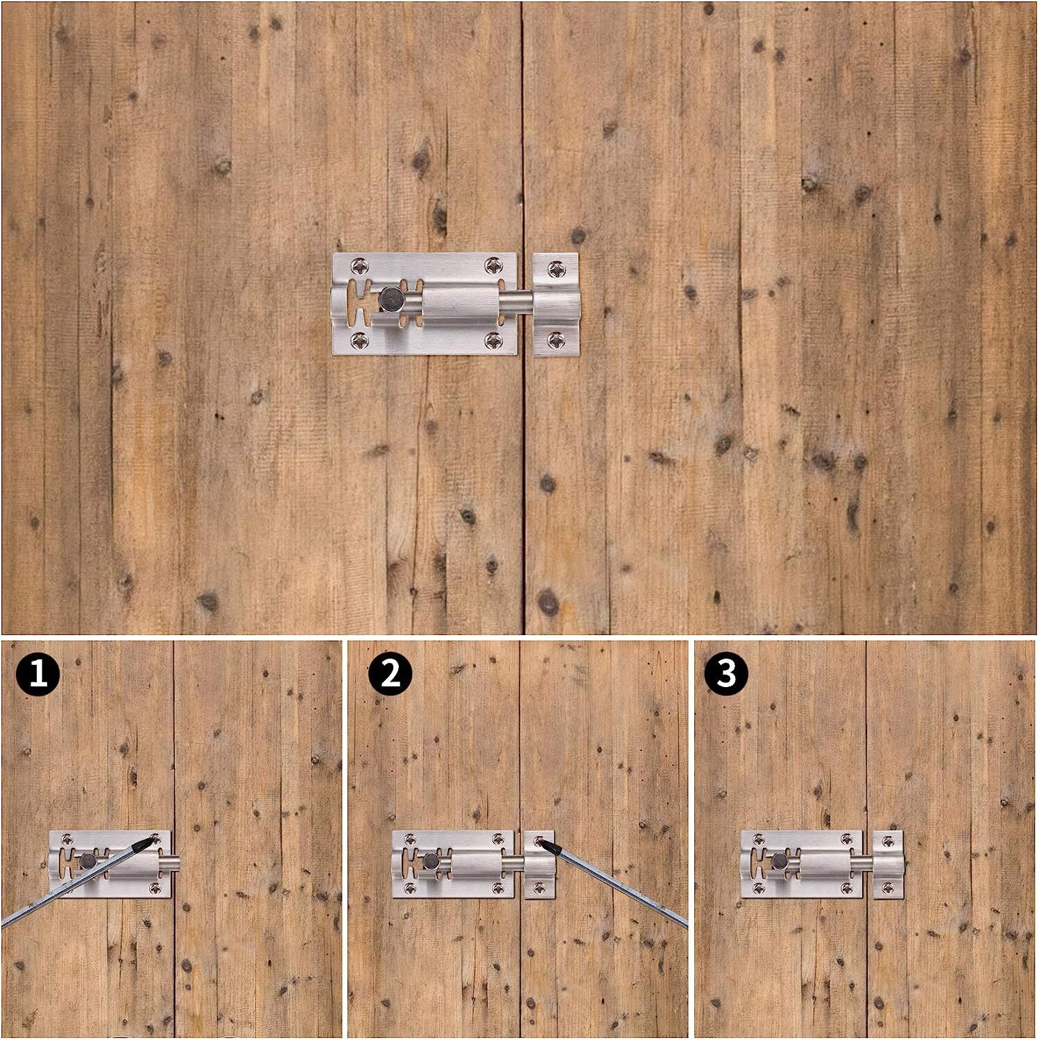 3" Long Stainless Steel Door Latch Slide Lock Barrel Bolt Door Latches Hardware