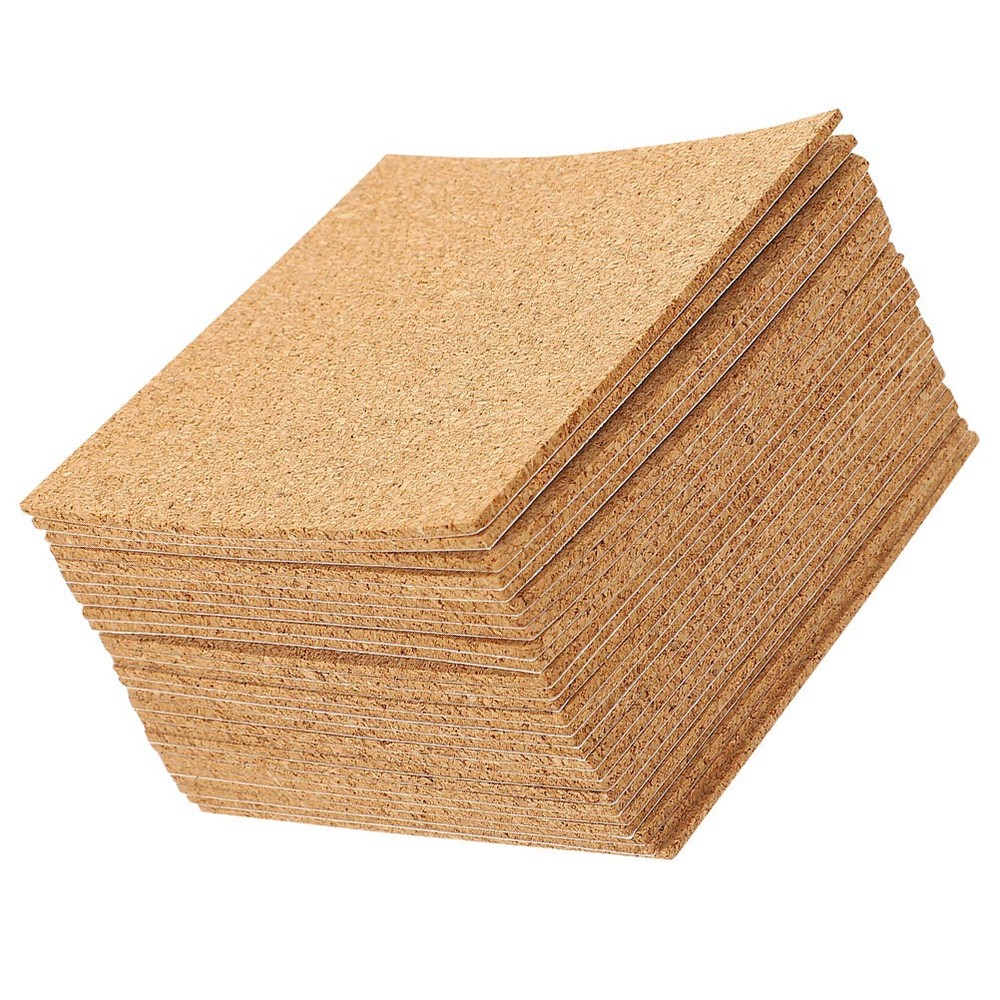 60 Pcs Square Cork Self Adhesesive Sheets for Crafting and Home Use
