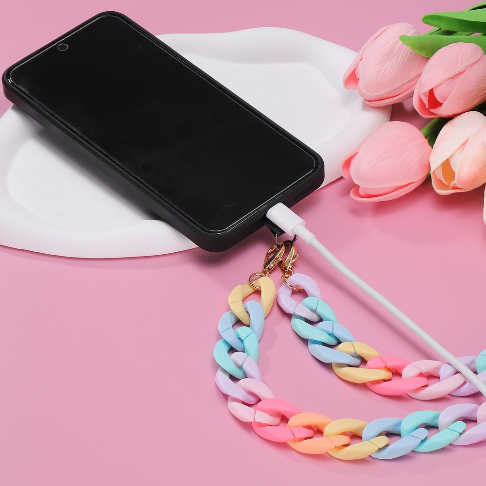 Phone Wrist Strap, 24" Acrylic Cellphone Chain with Tether Tab, Orange