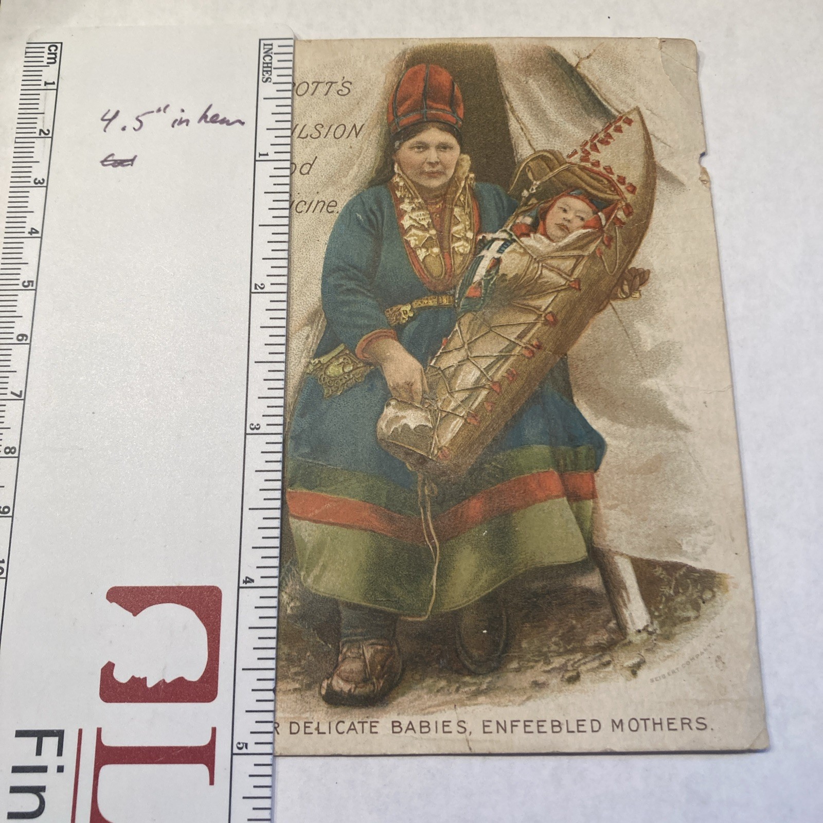 Scott's Emulsion Victorian Trading Card Scott& Brown NY Norwegian Mother & Baby