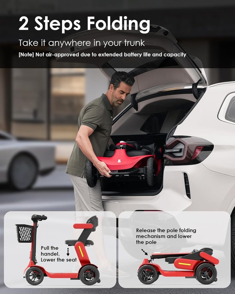 Glashow S3 Foldable Mobility Scooter – 25 Mile Range – Safe & Reliable