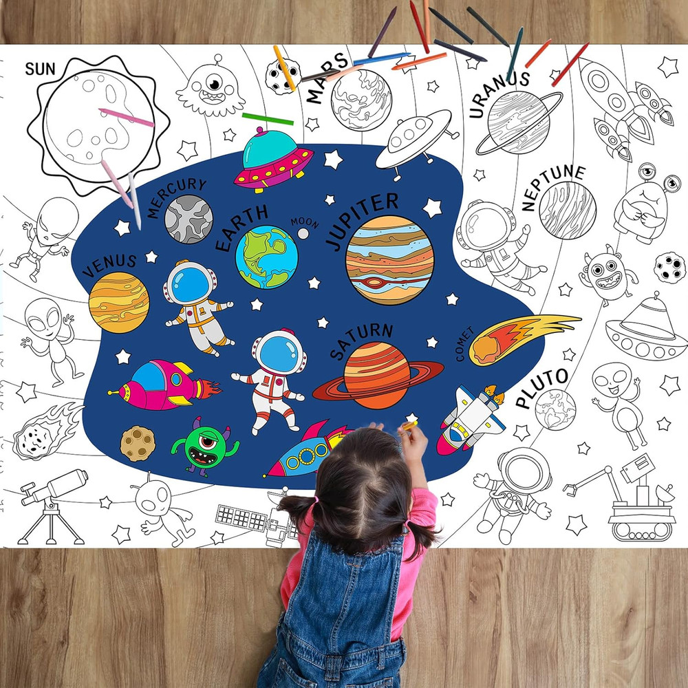Outer Space Giant Coloring Poster for Kids Large Coloring Tablecloth Activity Dr