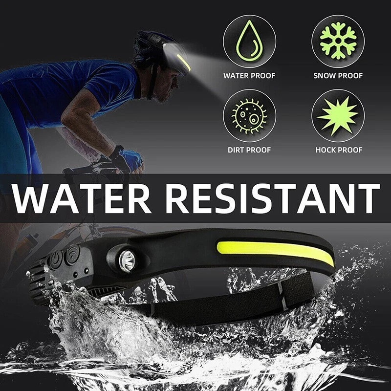 LED Head Torch USB Rechargeable COB Headlamp Motion Sensor Super Bright 230°