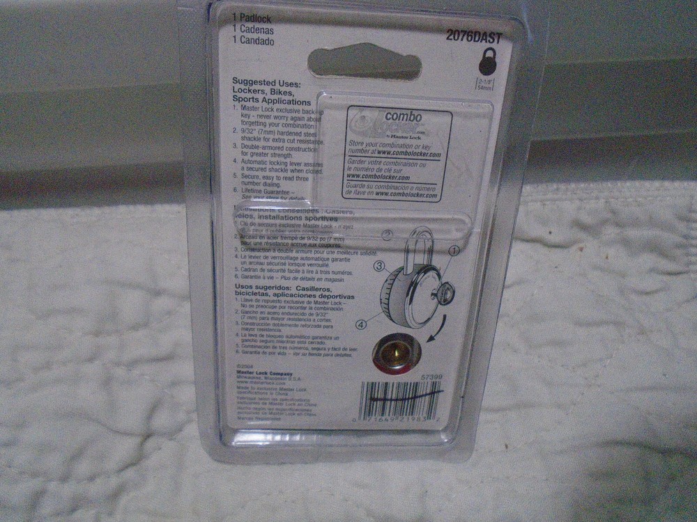 Master Lock Sphero Combination Lock Smooth Spin Padlock 2076DAST Dk. Blue W/Key