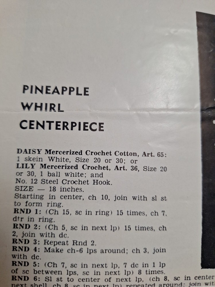 Chair Set Circles Pineapple Whirl Crochet Leaflet Pattern Lily Mail Order D38
