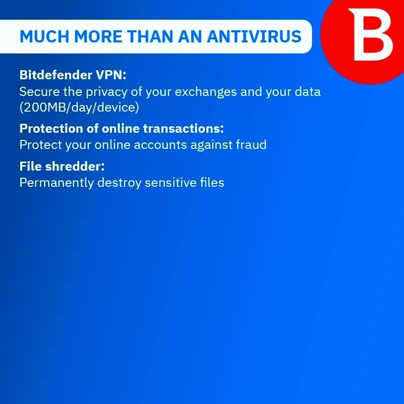 Bitdefender Antivirus 2025 - 3 Year 3 WINDOWS PC + Daily VPN