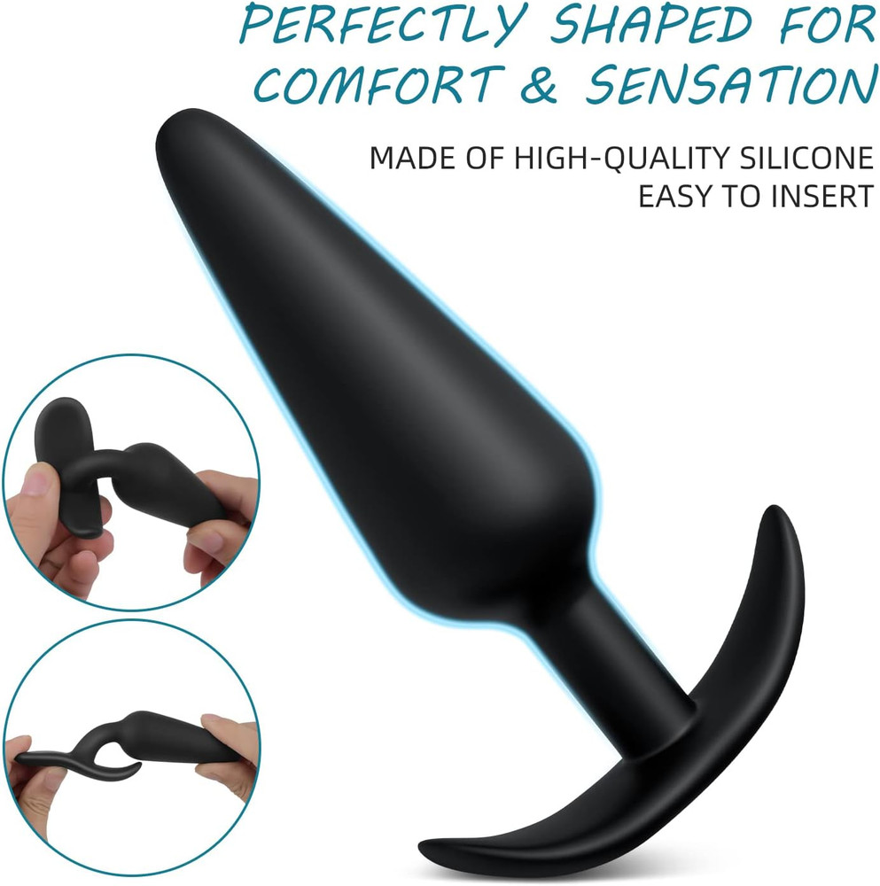 Silicone Anal Plug Pack of 3 Butt Plug Training Set for Beginners Advanced Users