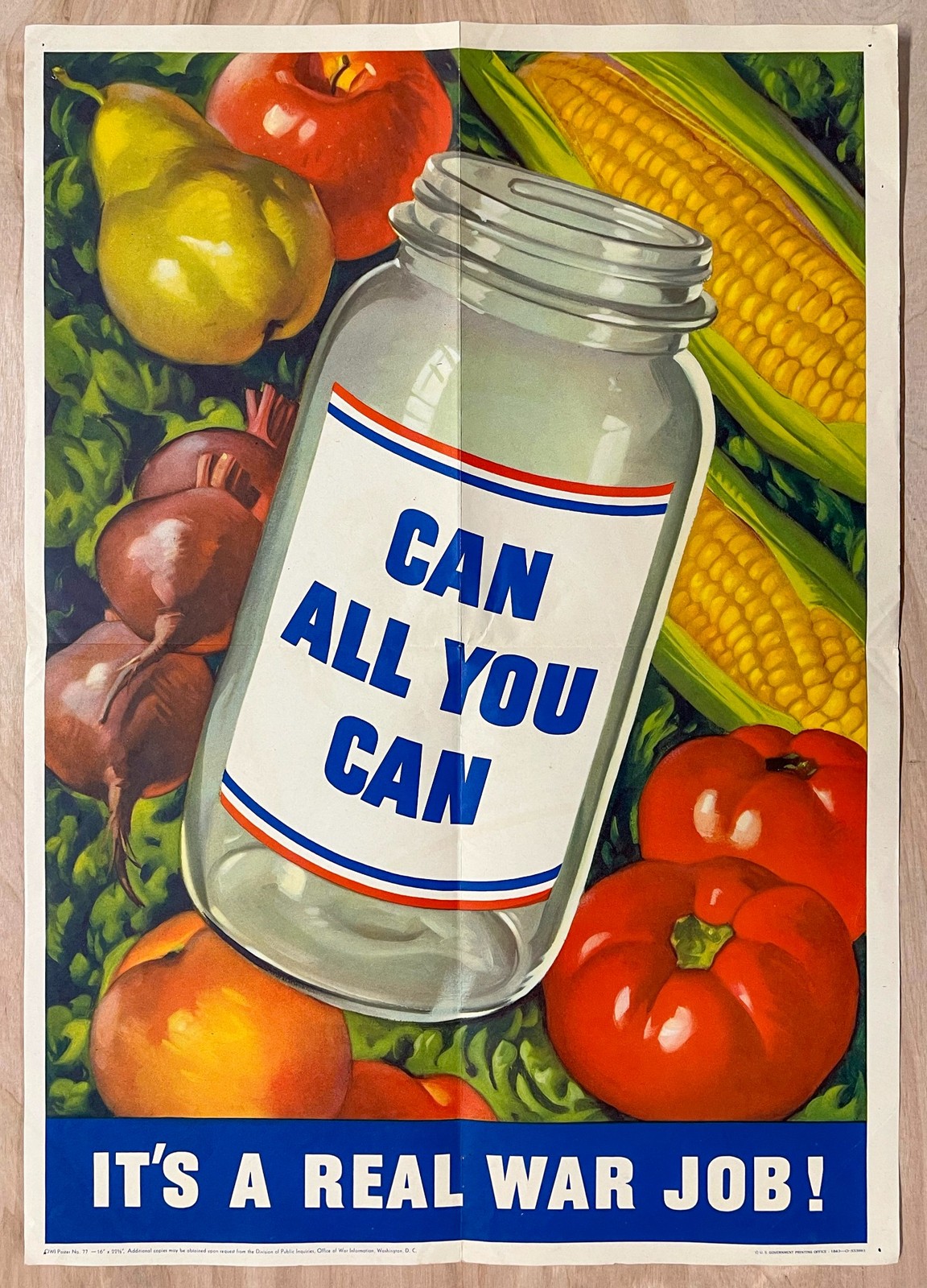 1943 Can All You Can It's A Real War Job Poster OWI No 77 Victory Garden WWII