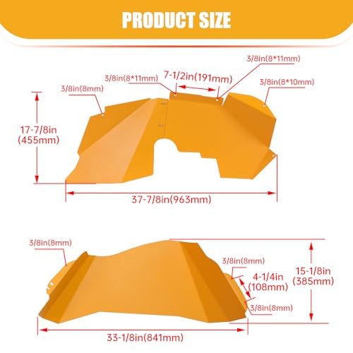 Front & Rear Inner Fender Liners Compatible with 2007-2018 Front&Rear - Yellow