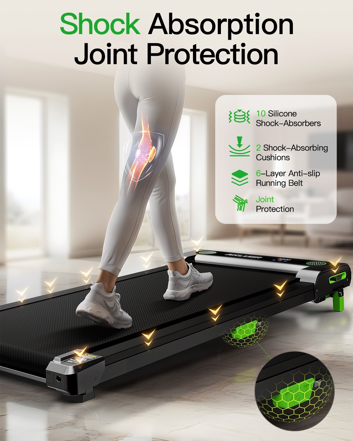 Walking Pad Under Desk Treadmill Quiet 300 LBS Capacity Portable with Remote