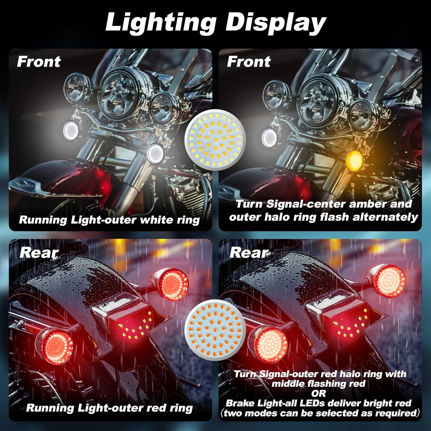 1156 & 1157 LED Turn Signal Light Blinker w/ Smoke Lens For Harley Electra Glide