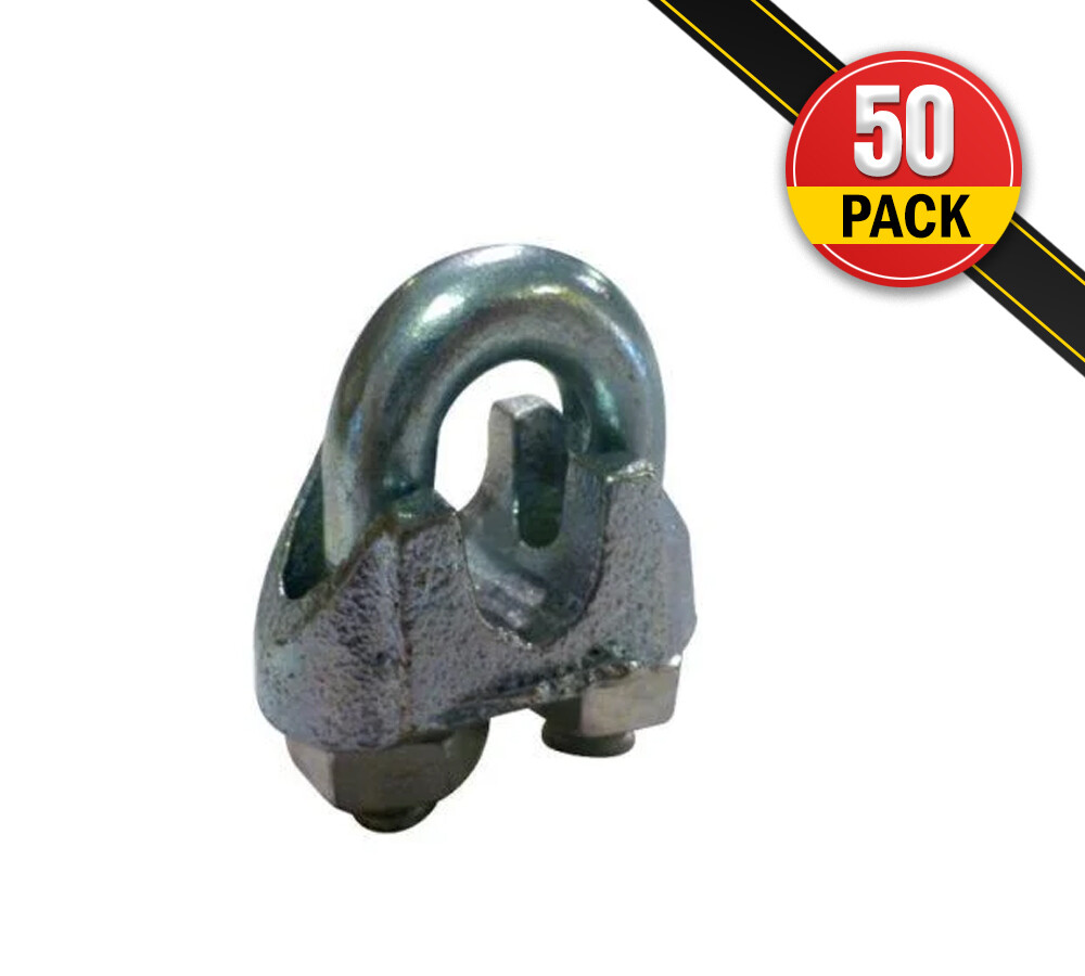 (50 Pack) Malleable Wire Rope Clips 3/16"