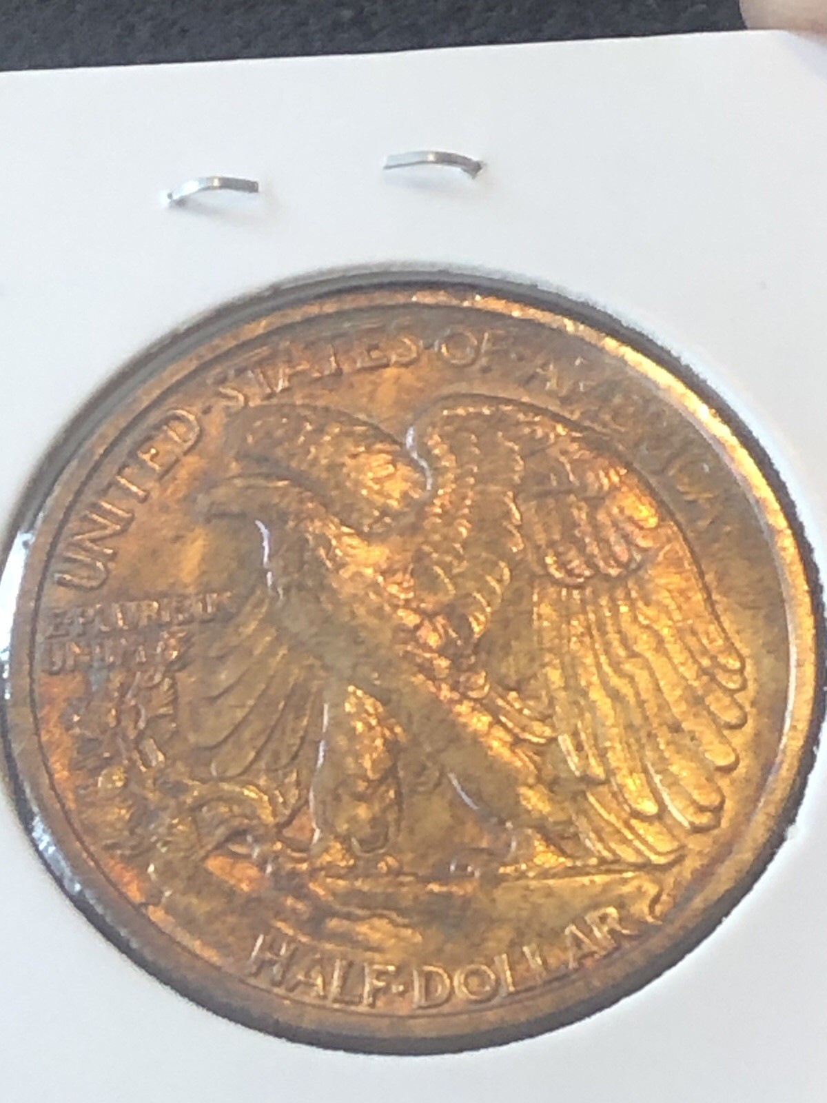 1945 W Walking Liberty Half Dollar Rainbow Toned BU