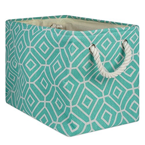 Collapsible Polyester Storage Bin, Stained Glass Large Rectangle Aqua