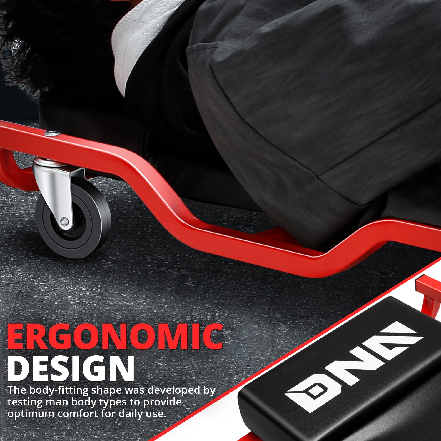 Low Profile 38.5x17 Rolling Workshop Creeper for Car Garage Mechanic Repair Red