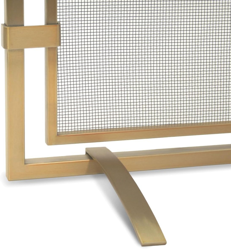 Elegant Brass Fireplace Screen - Sinclair Burnished Single Panel Design