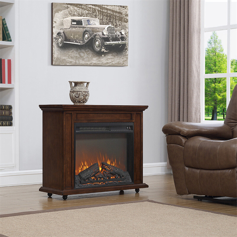 23in Electric Fireplace Insert Heater w/Log Set &Realistic Flame without Control