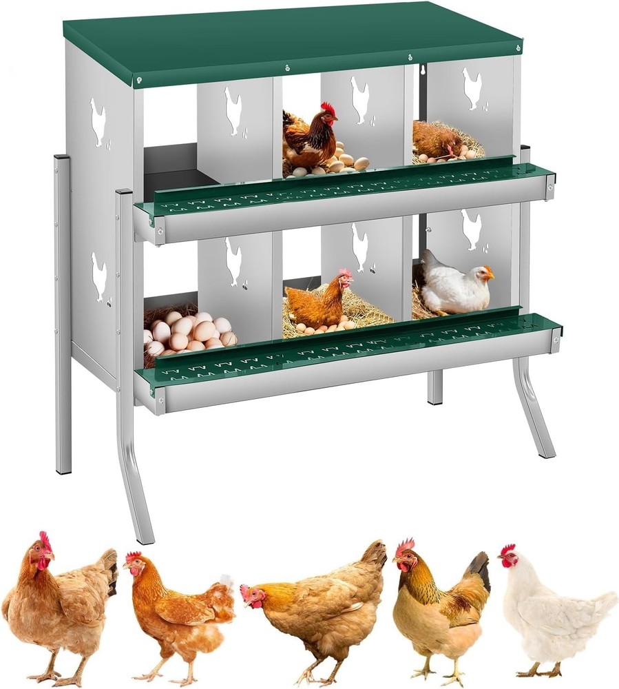 Chicken Nesting Box 6 Compartment Chicken Laying Box Easy Egg Collection Green