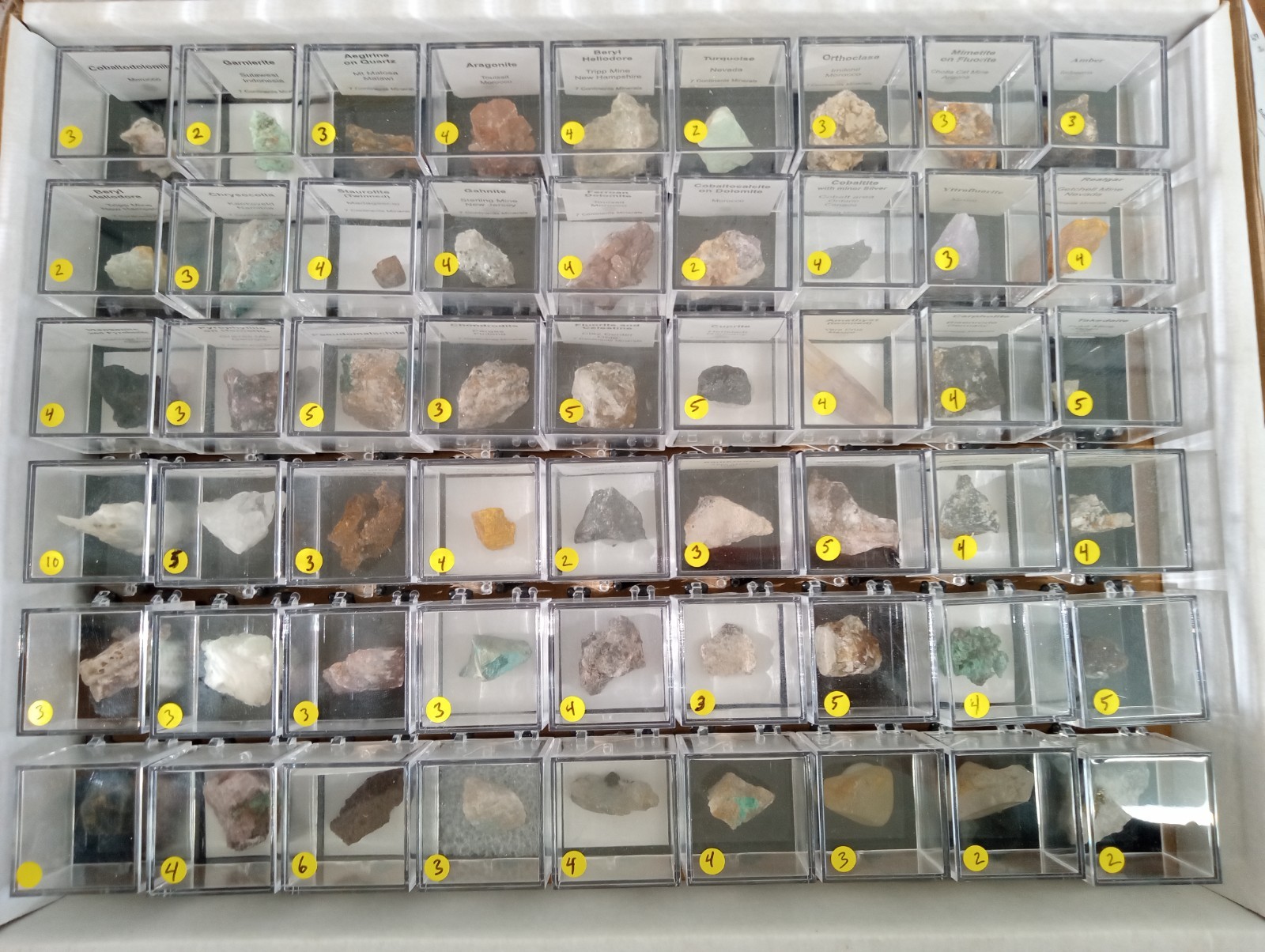 54 Piece Wholesale Thumbnail Flats of Different Mineral Specimens
