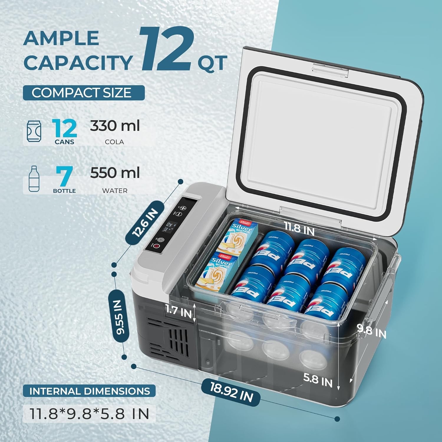 12V Car Refrigerator Freezer Portable Compressor Cooler APP Control for Camping