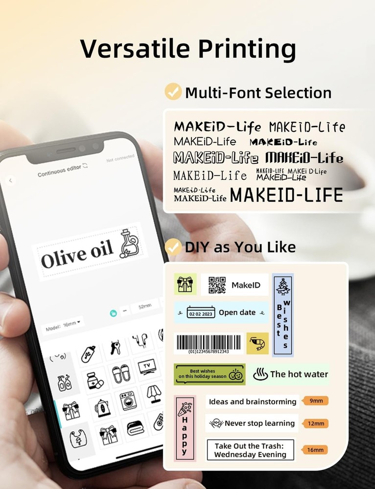Makeid L1 Label Maker Machine with Tape - Portable & Rechargeable Label Maker...