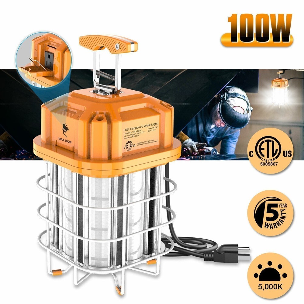 100W LED Construction Linkable Work Light Portable Temporary Jobsite Light 5000K