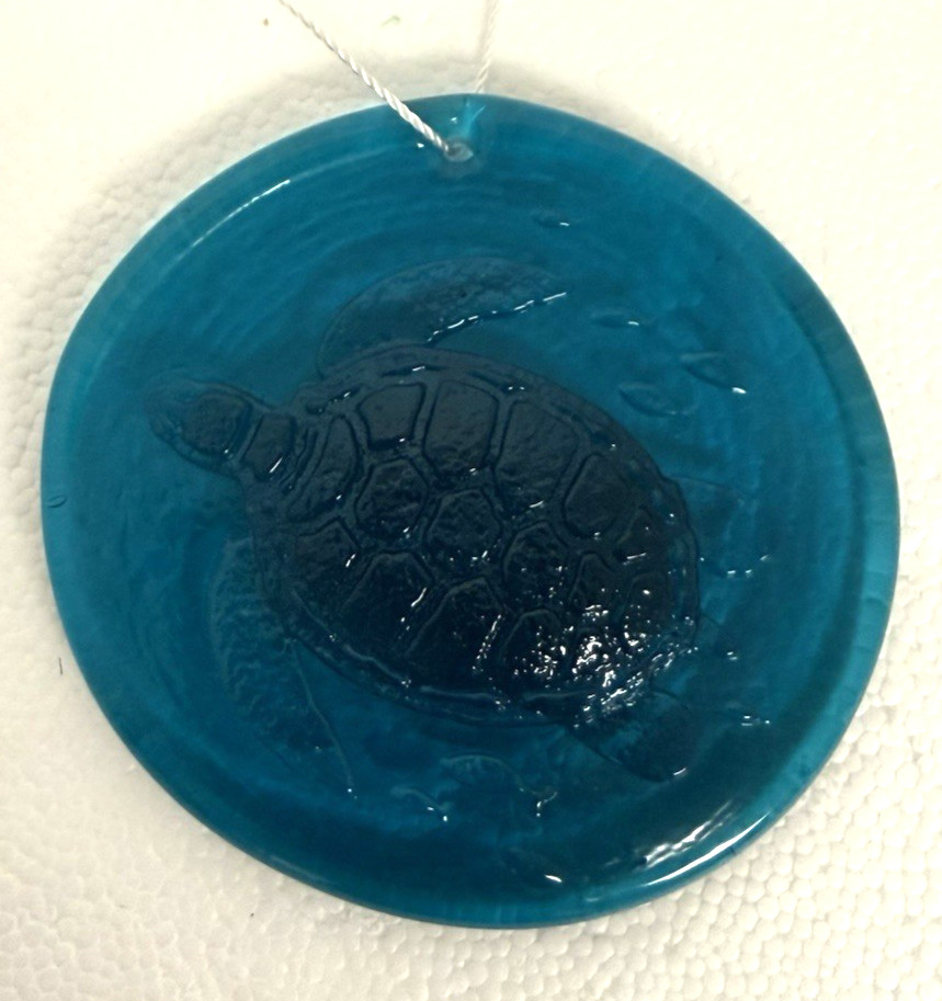 Blenko Glass Suncatcher - Sea Turtle - Cerulean