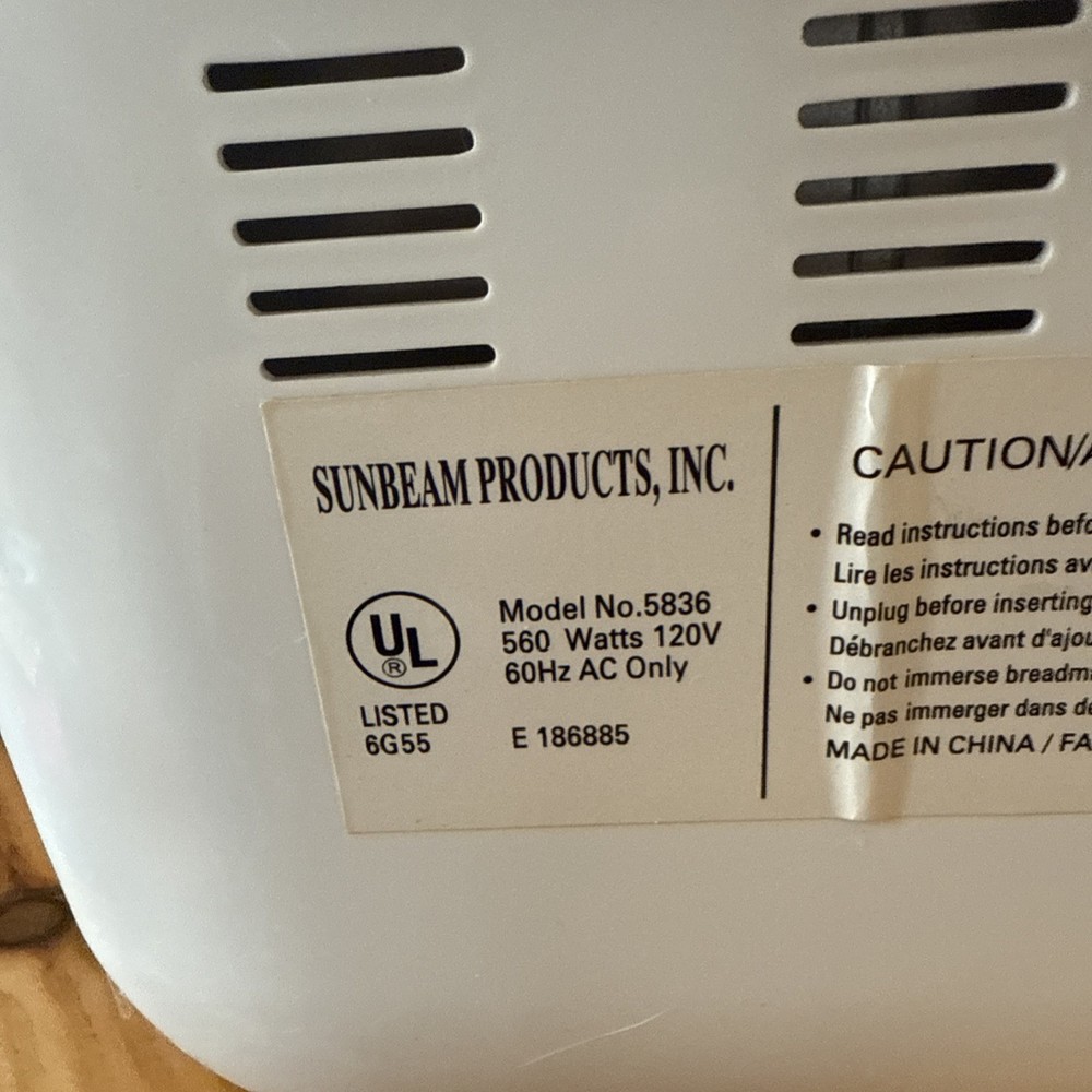 Oster Expressbake Bread Maker Machine Model 5836 White