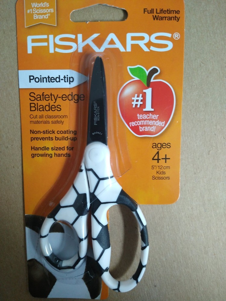 Fiskars 5" Non-Stick PointedTip Scissors Soccer Handles