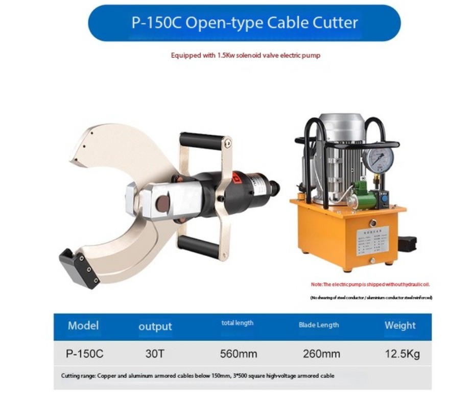 Open-Type Electric Hydraulic Cable Cutter with Quick Wire Cutting Pliers