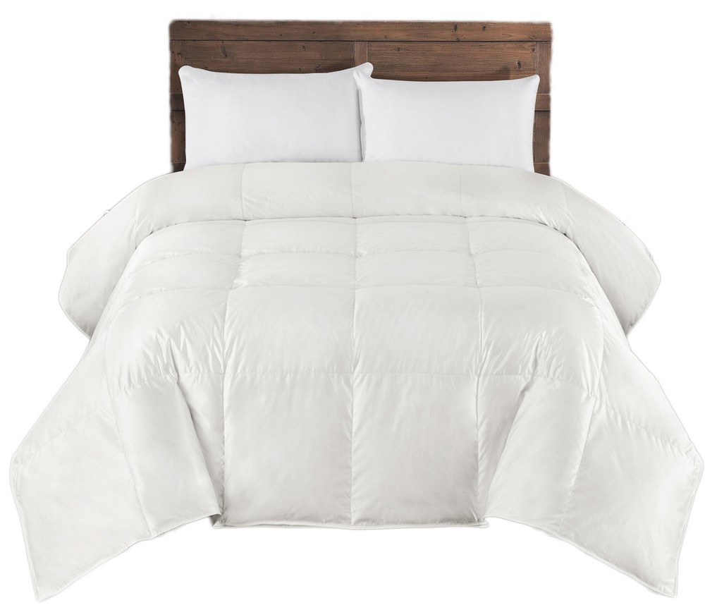 Silk Goose Down Comforter Warm Baffle Box 450 TC Off-White Solid Duvet Insert