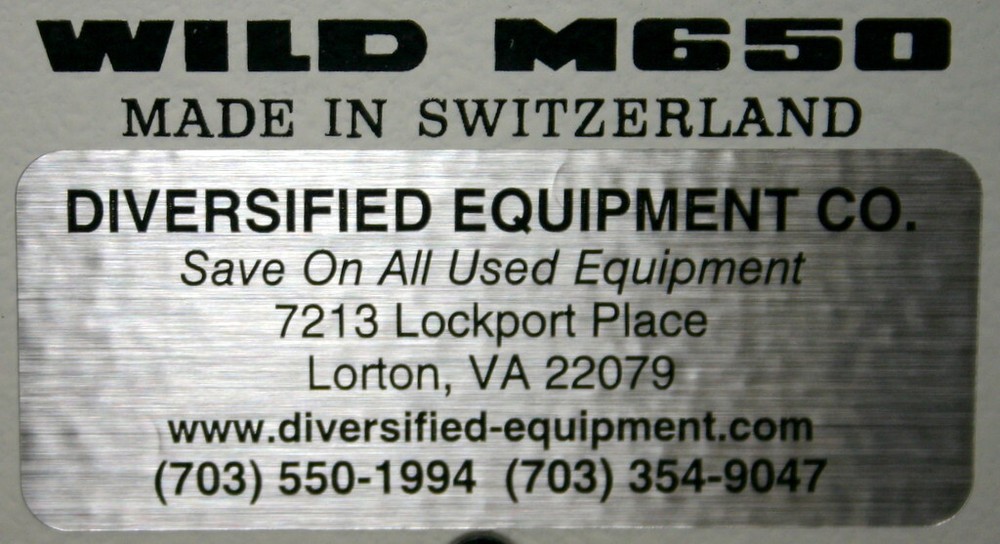 WILD HEERBRUGG TABLE TOP OPERATING SURGICAL MICROSCOPE, MODEL M650 CAMERA MOUNT