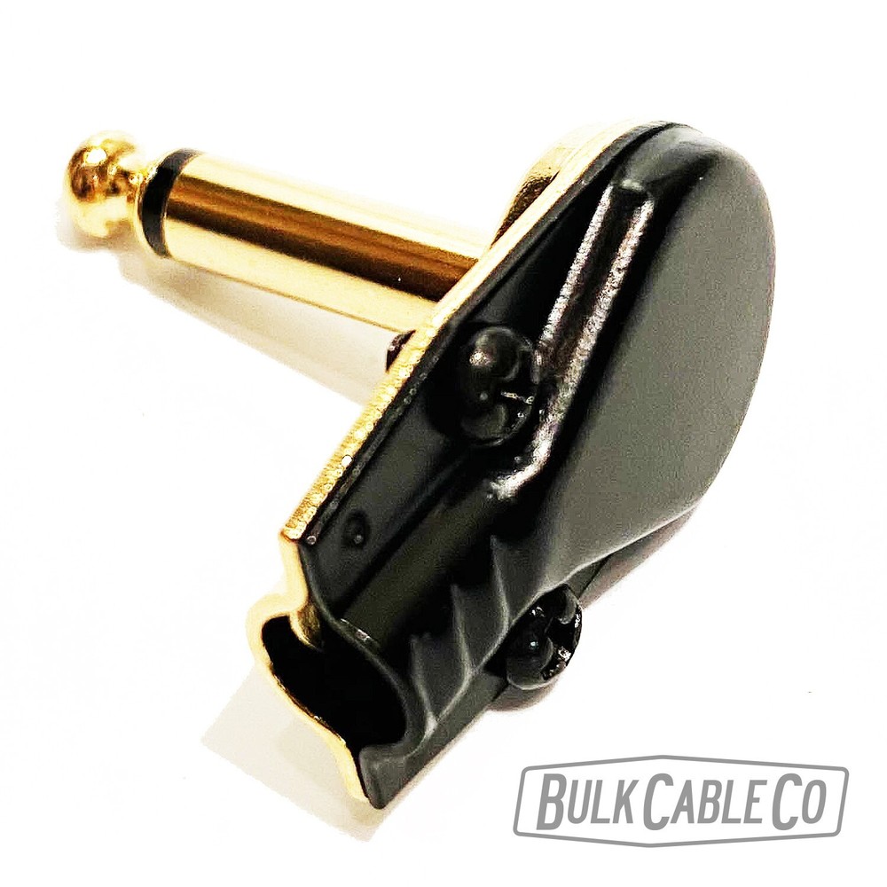 1 Pack - 1/4" Right Angle Pancake Gold/Black Connector Set - DIY Patch Cables