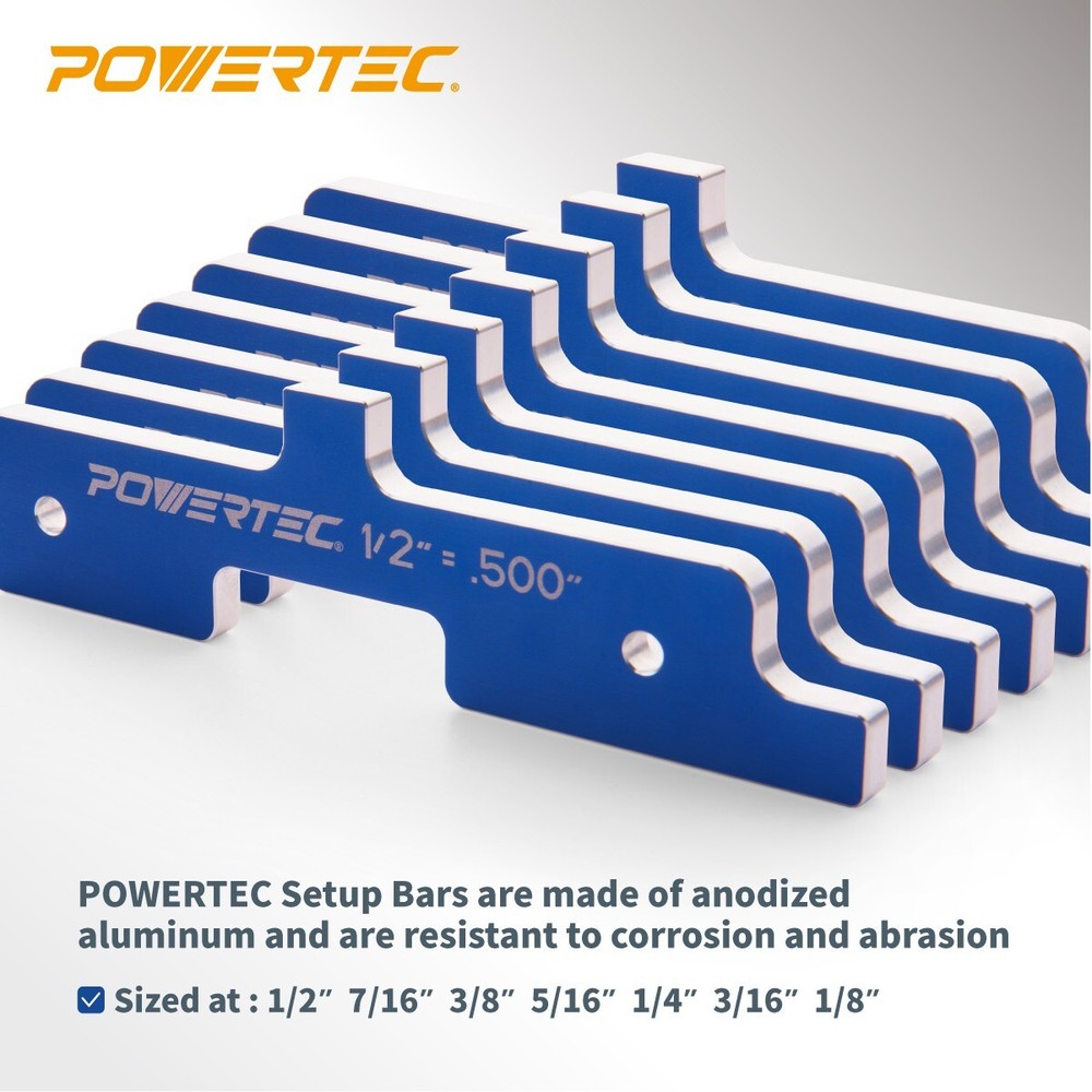 POWERTEC Router Table Set Up Bars, Precision Woodworking Tools - 7pcs (71579)