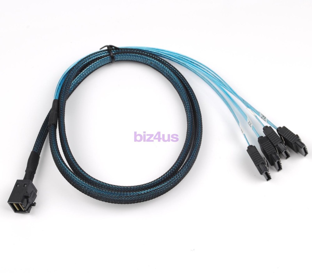 2PCS Mini SAS SFF-8643 to 4 SATA 7pin Hard Disk 6Gbps Data Server Raid Cable 1M