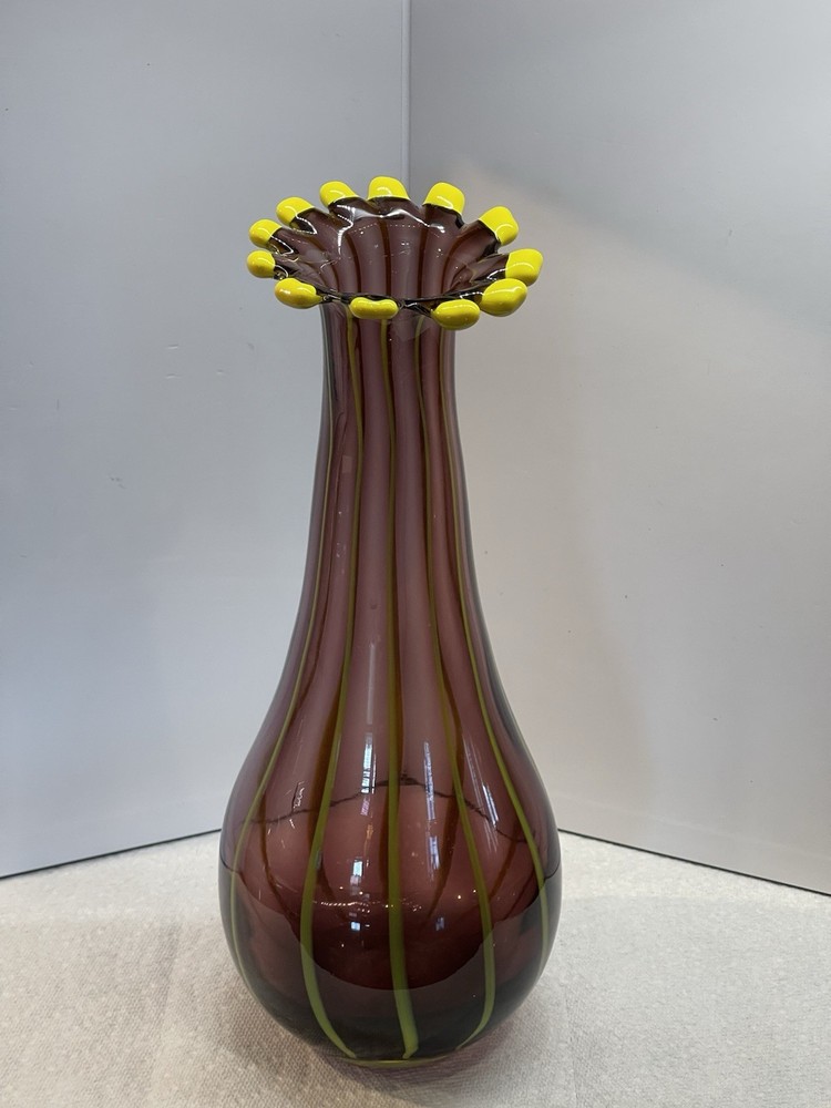 Eastern Curved Purple and Yellow pulled vase