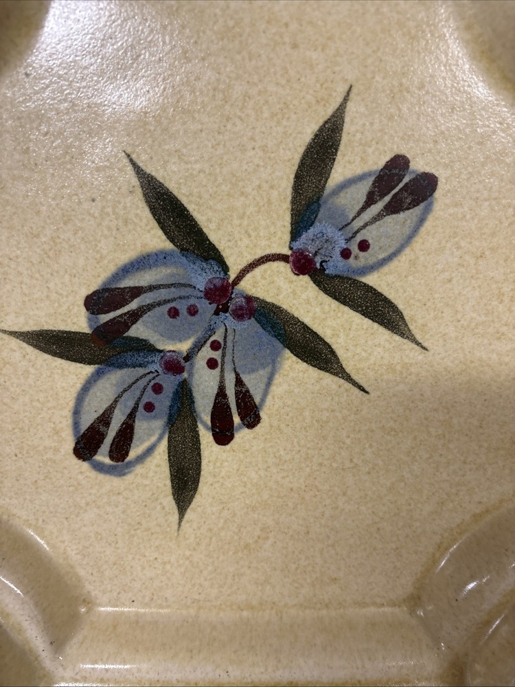 Studio Pottery Hand Painted Ceramic Dish Serving Piece Signed 10.5” Beautiful