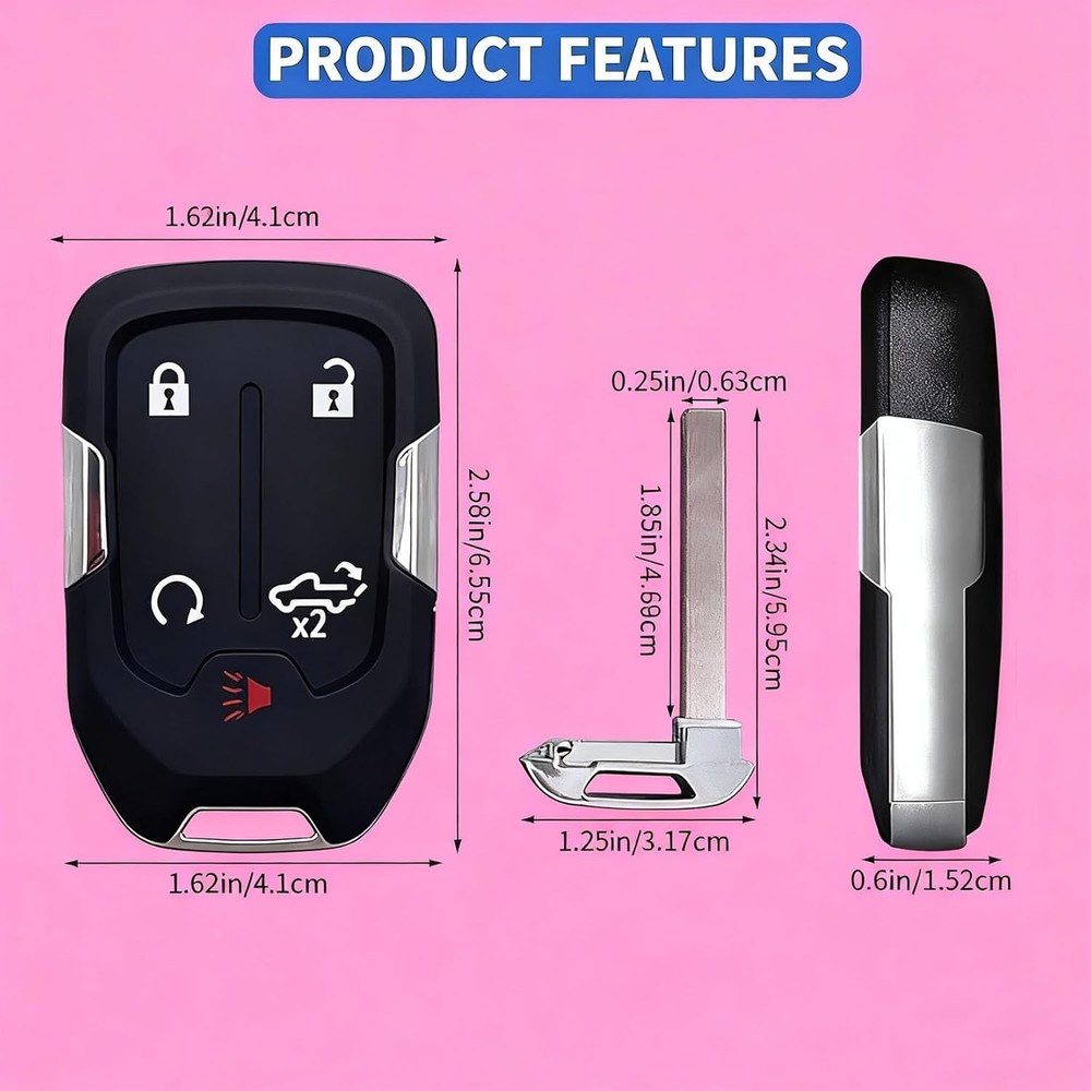 5-Button Keyless Entry Remote Key Fob Shell Replacement Fits for 2019-2020 GMC S