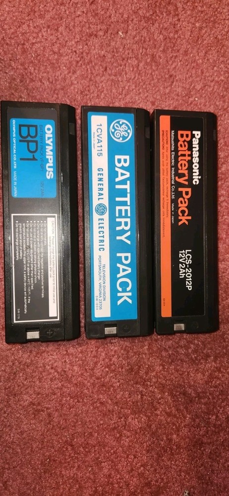 3 Vintage Video Camera Battery Packs. Olympus General Electric Panasonic Untestd