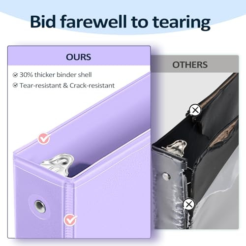 6 Pack Extra Durable 3 Ring Binders 1 inch, 1” Three Round Ring Binders with