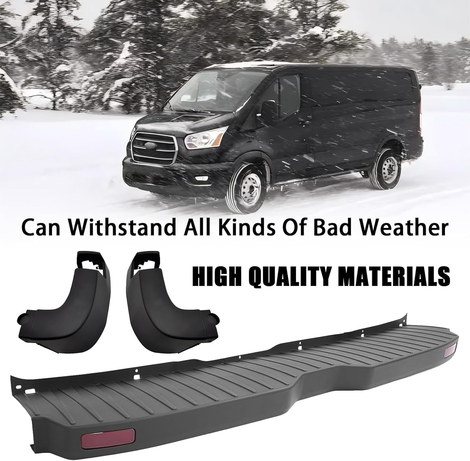 Rear Bumper Cover & Side End Cap Cover Compatible with 2015-2024 Ford Transit Pa