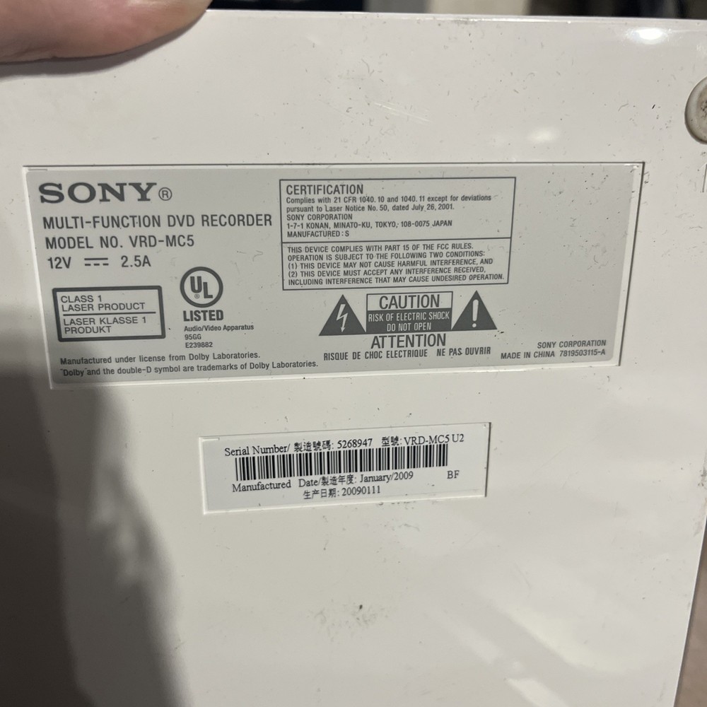 x2 SONY VDR-MC5 MULTI-FUNCTION DVD RECORDER