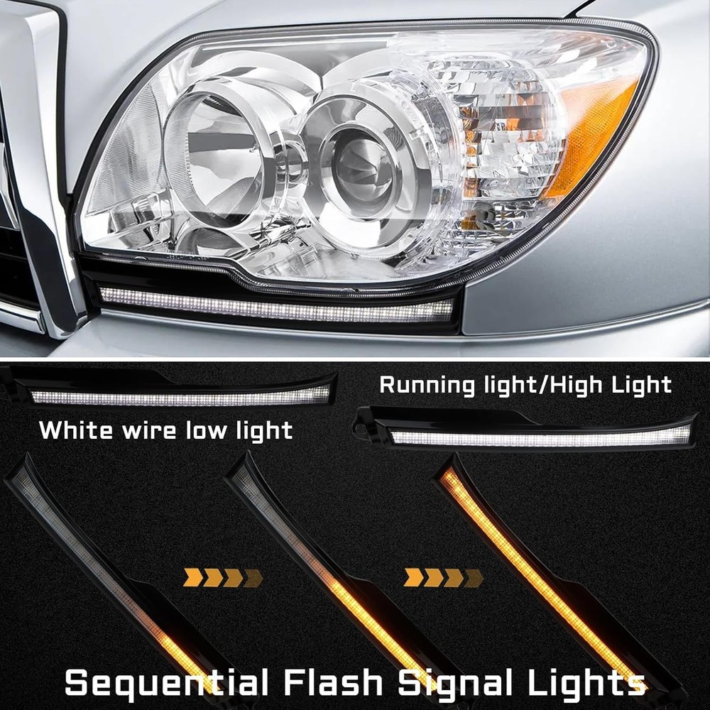 Switchback White/Amber LED Front Side Marker Headlight DRL Amber Sequential Turn