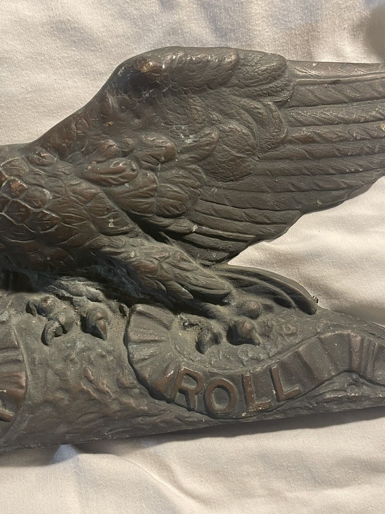 LARGE Antique Solid Bronze Patriotic Honor Roll Eagle Architectural Salvage