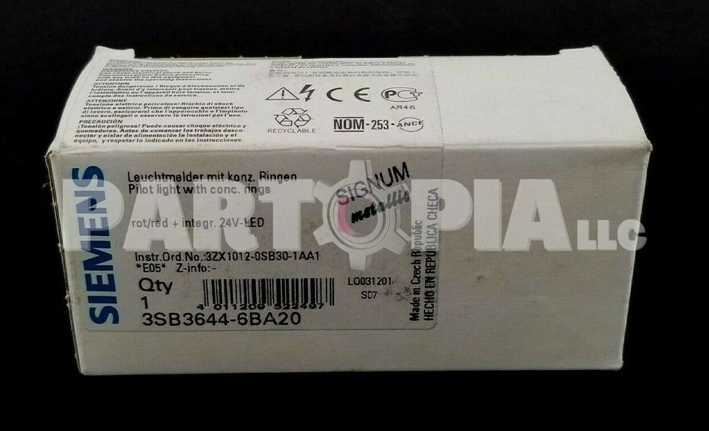 Siemens 3SB3644-6BA20, Red, LED, Round, Indicator / Pilot Light, 24V