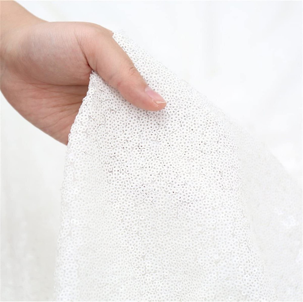 White Sequin Backdrop Curtains 2 Panels 2FTx8FT Wedding Party Decor